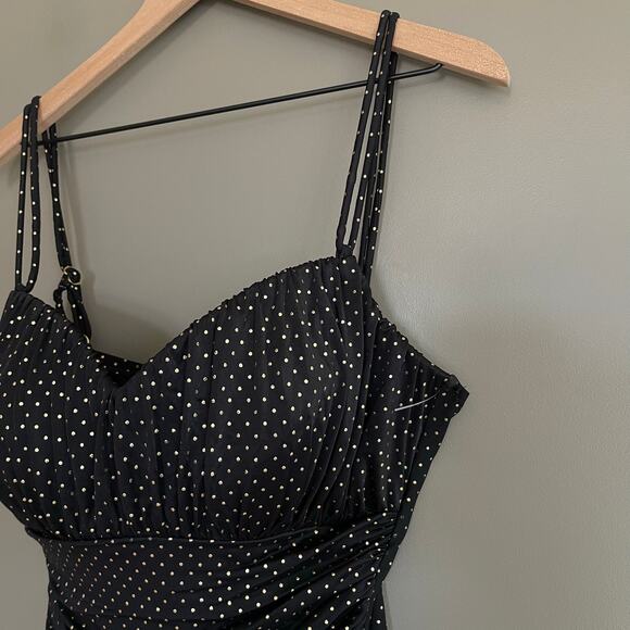 Magicsuit Rialto Pinpoint One Piece Polka Dot Swimsuit Black Gold Size 16DD Chic - Picture 5 of 16